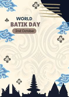 the world batk day poster is shown with blue and white designs on it's back