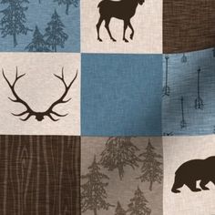 an image of a bear and deer on different fabrics