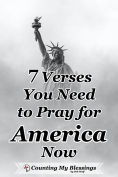 the statue of liberty with text that reads, 7 verses you need to pray for america now