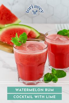 watermelon rum cocktail with lime and mint