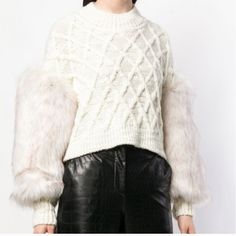 Philosophy Di Lorenzo Serafini Faux Fur Jumper Size 10 This Piece Is One Of A Kind Wool 100%, Modacrylic 90%, Polyester 10% - In Good Condition Furano, Lorenzo Serafini, White Cream, Cream White, Philosophy, Faux Fur, Jumper, Sweaters For Women, Size 10