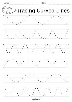 the worksheet for traceing curved lines is shown in this image, and it shows