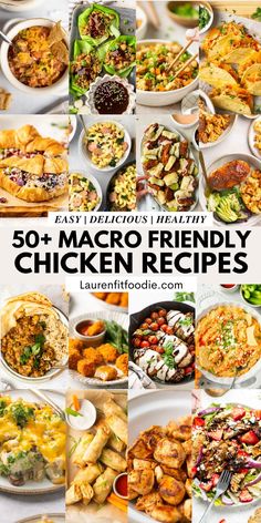 the cover of 50 + macro friendly chicken recipes