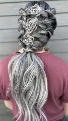 Braided Rose Hairstyle, Rose Hairstyle, Beautiful Braided Hair, Fantasy Hair, Beautiful Braids, Hair Braid, Hair Ponytail Styles, Hair Dye Colors, Hair Tutorials