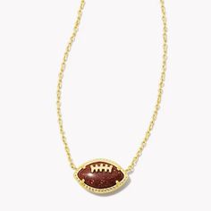 Adorable And New Yellow Gold And Sparkly Football Football Kendra Scott, Kendra Scott Football Necklace, Football Necklace, Football Jewelry, Girly Makeup, Kendra Scott Jewelry, Kendra Scott, Brown Gold, Womens Jewelry Necklace