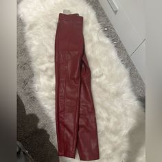 Zara’s Mid-Rise Faux Leather Leggings, Red Color. Still With Tags Red High Waist Bottoms For Going Out, Red Faux Leather Pants For Fall, Red Stretch Leather Pants For Fall, Chic Red Bottoms For Going Out, Red High Waist Leather Pants For Party, Red Faux Leather Bottoms For Night Out, Red Stretch Leather Pants For Night Out, Chic Burgundy Pants For Party, Chic Burgundy Party Pants