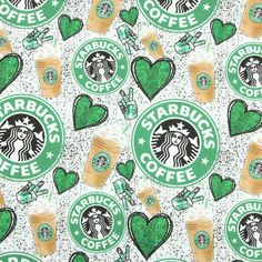 starbucks cup and heart shaped stickers on a white background