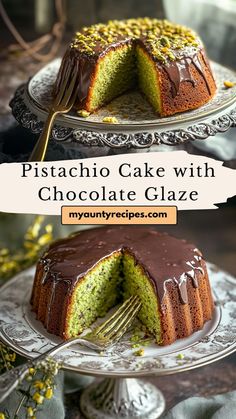 This pistachio cake, drizzled with a smooth chocolate glaze, is a must-try for dessert lovers. The rich, nutty pistachio flavor pairs beautifully with the decadent chocolate, creating a moist, melt-in-your-mouth cake. Whether for special events or as a delightful treat after dinner, this cake is sure to impress. Melted Chocolate, Chocolate Glaze, Dessert Lover, Decadent Chocolate, Ice Cream Cake, Cake Batter, Vegetarian Chocolate, Cream Cake