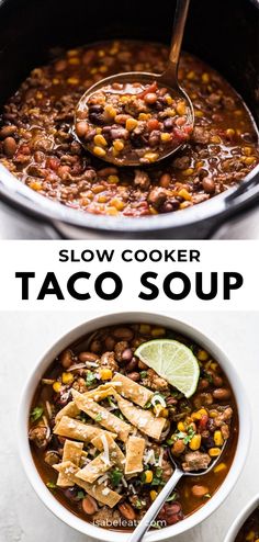 slow cooker taco soup with chicken and beans