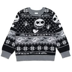 Your family is ready for a spooky adventure in this soft and comfy Nightmare Before Christmas sweater! This stylish long sleeve knit top features a cute Christmas sweater pattern and cool artwork of the Pumpkin King Jack Skellington and his dog Zero. With sizes for toddlers, kids, and adults, this fashionable family matching Disney sweater is perfect for you and your kid to wear this Halloween and Christmas, as an everyday cool look, and for a cute family picture! Nightmare Before Christmas Family Pjs, Night Before Christmas Sweater, Jack Skellington Christmas Sweater, Boogy Man Nightmare Before Christmas, Skeleton Christmas Sweater, Nightmare Before Christmas Sweater, Christmas Sweater Pattern, Winter Essentials Clothes, Disney Sweater