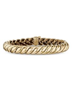 David Yurman Sculpted Cable Bracelet in 18K Yellow Gold David Yurman Sculpted Cable, Formal Flexible Yellow Gold Bangle, Flexible Yellow Gold Bangle For Formal Occasions, Classic Flexible Yellow Gold Bracelet, Formal Yellow Gold Bangle, Formal Yellow Gold Bracelet With Polished Finish, Cable Bracelets, Yellow Gold Jewelry, David Yurman