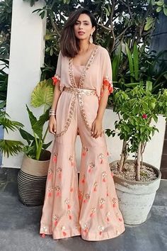 Shop for Maison Blu Peach Silk Embroidered Jacket And Sharara Set for Women Online at Aza Fashions Trendy Outfits Indian, Diwali Outfits, Traditional Indian Dress, Women Kurta, Indian Dresses Traditional, Traditional Indian Outfits, Trendy Dress Outfits, Designer Party Wear Dresses, Designer Dresses Casual