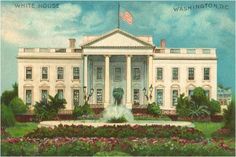 the white house in washington, d c is painted with watercolors and colored pencils