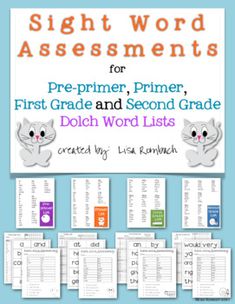 the sight word worksheet for pre - primer, primer and second grade