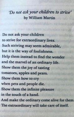 an open book with the words do not ask your children to arrive by william martin