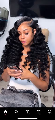 Elegant Curly Hairstyles Black Women, Wond Curls Side Part, Quick Weave With Wand Curls, Frontal Middle Part With Curls, Long Wavy Quick Weave Black Women, Wand Curls Black Women Middle Part, Wand Curls Black Women Side Part, Side Part Wig Wand Curls, Side Part Curls Quick Weave