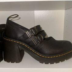 Black Dr Marten Heels, Worm Maybe 2 Times. Perfect Condition. Doc Martens Heels, Doc Marten, Dr Martens Black, Dr Martens Shoes, Martens Shoes, Doc Martens, Dr. Martens, Shoes Women Heels, Shoes Heels