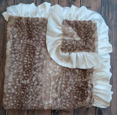 a brown and white doe print fur baby blanket on a wooden floor Baby Doe, Carseat Blanket, Baby Car Seat Blanket, Deer Blanket, Car Seat Blanket, Deer Print, Minky Blanket, Print Blanket, Minky Fabric