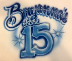 a blue and white birthday card with the number fifteen