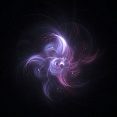 an abstract purple and blue design on a black background with some lightening in the middle