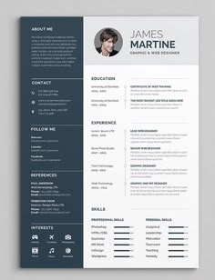 a professional resume template with blue accents