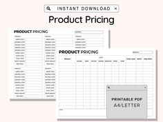 the product pricing sheet is shown with an image of a price sheet on top of it