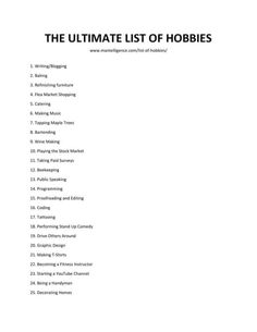 the ultimate list of hobbies