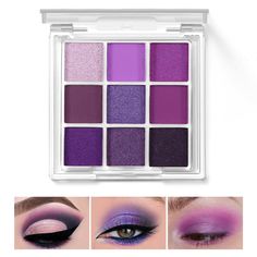 PRICES MAY VARY. Colorful Eye Makeup: The 9 color eyeshadow palette is available in black gray, blue, purple, and green. Rich in color, all colors mix and match easily. Create a multi-dimensional look that accentuates your eye makeup. Cream Powder Eyeshadow: Soft, smooth eyeshadow powder has a velvety creamy texture that glides on smoothly and evenly over the eye area. Has a shimmer and matte finish. No clumping. Waterproof and Long-lasting: Highly pigmented eyeshadow palette provides intense co Purple Eye Shadow, Eyeshadow Purple, Makeup Effects, Eye Shadow Makeup, High Pigment Eyeshadow, Facial Makeup, Shadow Makeup, Waterproof Eyeshadow, Makeup Powder