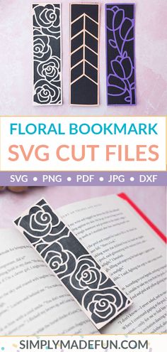 Floral bookmarks made with paper and free svg cut files that you can download on the blog! Diy Bookmarks With Cricut, Bookmarks Diy Cricut, Free Cardstock Svg, Cricut Cardstock Ideas, Home Cricut Ideas, Cardstock Cricut, Silhouette Cardstock Projects, Easy Cardstock Cricut Projects