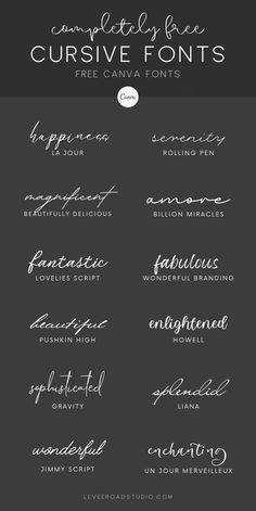 the cursive font styles are all handwritten and have been used in many different ways