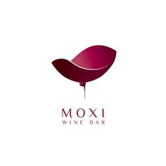 the logo for moxi wine bar, which is designed to look like a leaf