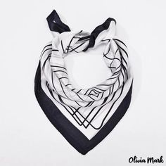 Olivia Mark - eaby mulberry silk scarf women black and white back to the pattern of silk decorative ladies small neck scarf Elegant White Rectangular Scarves, Black Silk Scarf As Summer Gift, White Square Scarf For Spring, Black Silk Scarf For Summer Gift, Trendy White Square Silk Scarf, Elegant White Square Silk Scarf, Classic White Silk Scarf For Gift, Black Silk Scarf Gift, Black Silk Scarf For Gift