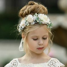 Spring Flower Girl Crown Flower Hair Wreath Wedding Flower - Etsy Bohemian Flower Crown, Flower Wreath Hair, White Flower Crown, Pink Flower Crown, Flower Girl Accessories, Wedding Hair Wreath, Flower Tiara, Flower Crown Hairstyle, Headband White