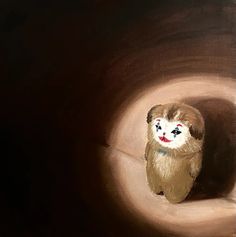 a painting of a cat in a tunnel