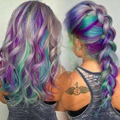 Love these colors but my dark brown instead of the gray/blonde Teal Hair Color, Balayage Straight, Teal Hair, Fairy Hair, Hair Color Pastel, Colorful Hair, Grey Hair Color, Christmas Hair