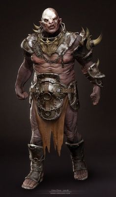 a character from the video game warhammer, with horns and armor on his chest