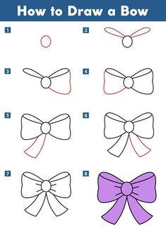 how to draw a bow step by step instructions for kids with pictures on the page