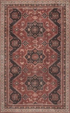 Rain Haven Meilani Persian Bordered Washable Brick Rug Brick Rug, Paisley Rug, Red Rain, Laundry Room Rugs, Outdoor Rugs Patio, Traditional Rustic, Checkered Rug, Rug Cleaner, Clearance Rugs