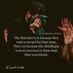 a man covering his face with his hands and saying, the sha don't cry because they want to reward for their tears