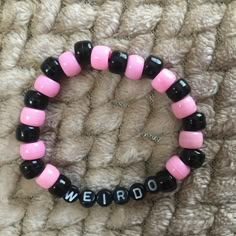 Bracelet Ideas Kandi Beads, Clay Bead Bracelet Ideas Emo, Pony Bracelets Ideas, Grunge Bracelet Ideas, Cute Pony Bead Bracelet Ideas, Scene Bracelets Kandi, Bead Bracelet Words Ideas Edgy, Emo Bracelet Ideas