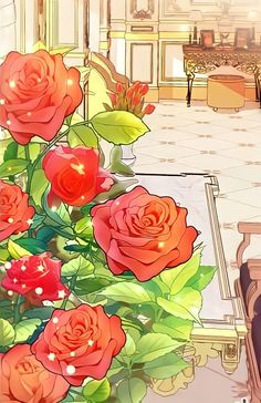 a bunch of red roses sitting on top of a table