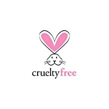 the logo for cruelly free with a bunny's face and pink heart on it