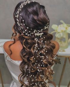 Wedding Hair Headband, Wedding Hair Inspiration, Wedding Hair Down, Wedding Gowns Vintage, Fancy Hairstyles, Hairdo For Long Hair, Modern Hairstyles, Half Up Hair, Loose Hairstyles