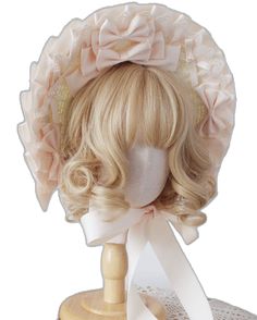 Cute Pink Bonnet With Curved Brim, Cute Pink Bonnet For Spring, Pink Bow Hat For Spring, Spring Beige Hat With Ribbon, Pink Adjustable Hat With Ribbon, Pink Adjustable Ribbon Hat, Adjustable Pink Hat With Ribbon, Pink Bonnet For Spring, Pink Spring Bonnet Cap