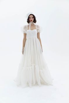 The Ivory Ritz Gown White Tulle Fairy Dress, Wedding Dress Tiered Skirt, Flowy Wedding Dress Whimsical, Selkie Dress, Organdy Dress, Feather Gown, Circular Skirt, Silk Dressing Gown, Wedding Dress Flowy