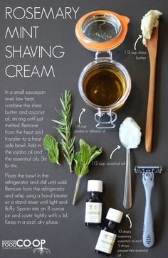 Mint Oatmeal Shaving Cream Recipe, Diy Bath Products Natural, Diy Gifts Men, Gifts For Dad Diy, Rosemary Diy, Diy Shaving Cream, Shave Cream, Aroma Therapy