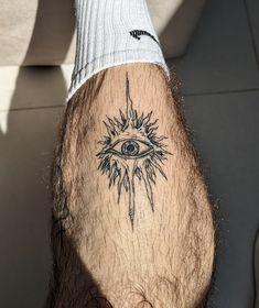 a man's hand with an all seeing eye tattoo on his left side arm