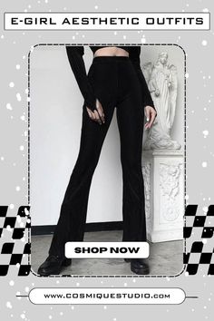 Non-stretch Full Length Grunge Pants, Y2k Black Fall Pants, Black Y2k Pants For Fall, Y2k Black Bottoms For Winter, Black Fitted Grunge Bottoms, Fitted Black Grunge Bottoms, Non-stretch Grunge Style Fall Pants, Stretch Grunge Bottoms For Streetwear, Non-stretch Grunge Pants For Fall