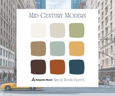 an advertisement for the mid - century modern color scheme in new york city, usa