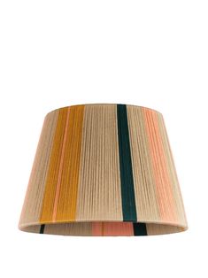 a lamp shade with multicolored stripes on it